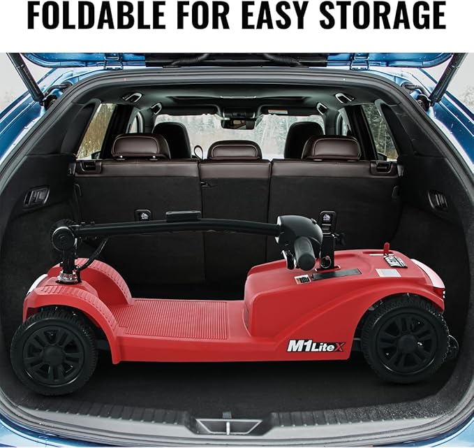 Mobility Scooter for Adults&Seniors - Electric Powered Wheelchair Device - 400 lb Capacity Compact Heavy Duty Mobile for Travel, Adults, Elderly - Long Range Power Extended Battery -Red