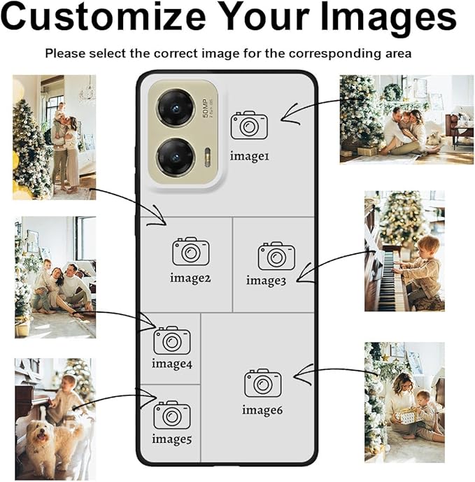 Design Your Own Case for Motorola Moto G Stylus 5G 2024, Custom Personalized Photo Collage Text Cover, Customized Picture Shockproof Protective Soft Slim Silicone Case, Gift for Birthday, Black