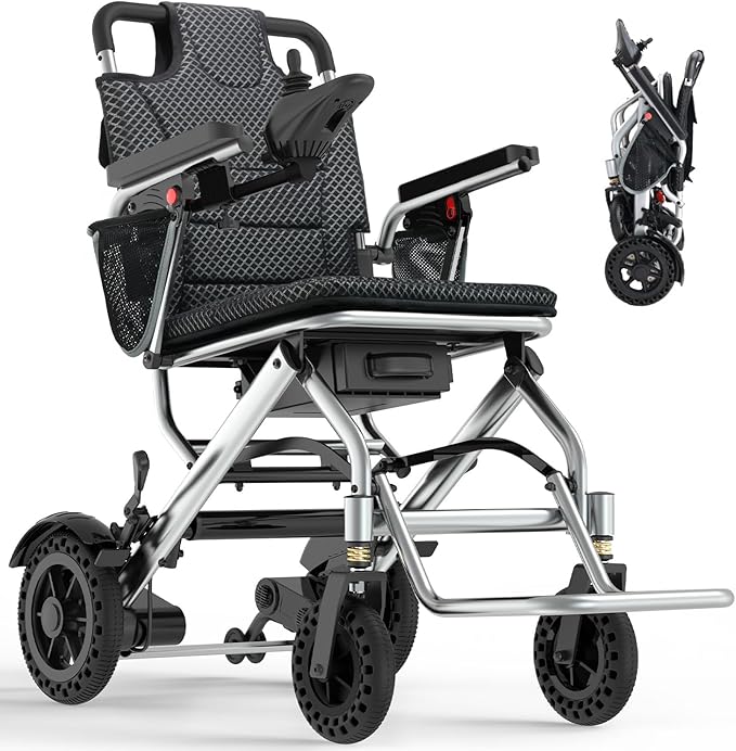 33 lb Lightweight Electric Wheelchairs for Adults - 15 Miles Range Foldable Portable Mobility Wheelchair Electric, 360W All Terrain Power Wheelchair, 330 lb Capacity, Airline Approved