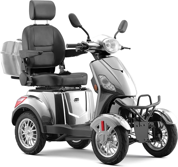 Super Large Electric 4 Wheel Mobility Scooters, Heavy Duty 800W Wheelchair Device, 25 Miles Long Range, All Terrain Mobility Scooter，Speed Adjust, Remote Key,Receive Ready to Ride (Silver)