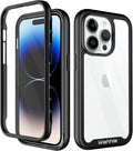 wahhle Compatible with iPhone 14 Pro Case, Full-Body Protection Phone Cover with Screen Protector Built-in, Touch Sensitive, Anti Scratch Shockproof TPU Bumper Case for 14 Pro 6.1 Inches-Black/Clear