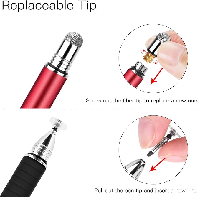 3 Stylus Pens for Touch Screens, Capacitive Pen High Sensitivity & Fine Point, Universal Stylus with Clear Disc for iPhone X/8/8plus iPad/iPad Pro/iPad Mini and All Capacitive Touch Screens