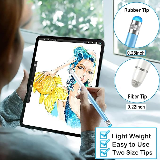 2 in 1 Stylus Pens for Touch Screens High Sensitivity & Precision iPad Pen with 8 Extra Tips,Stylus Pen for iPhone Compatible with All Touch Screen Devices-4 Packs