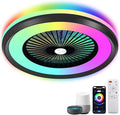 24" Bladeless Ceiling Fans with Lights and Remote/APP/Voice Control, Low Profile Ceiling Fans with with Alexa, Smart Modern Ceiling Fan Dimmable LED Light 6 Speeds Timing Reversible