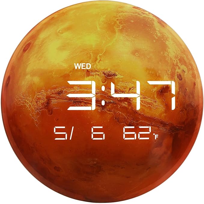 Nbdeal 13" Digital Wall Clock with LED Display, Calendar & Temperature, Automatic Dimming, 12/24hr Format, Wall & Desk Use - HUI-7861