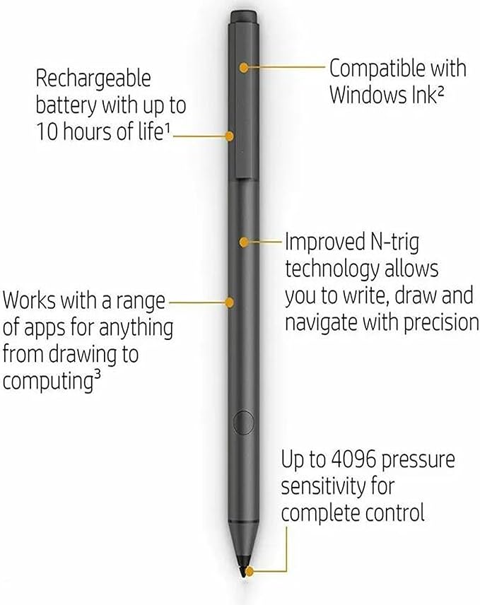 MPP 2.0 Tilt Pen 2MY21AA 929863-001 SPEN-HP-03 Active Stylus - 4096 Pressure Sensitivity, Tilt Function, USB-C Rechargeable for HP Spectre x360, Envy x360, Pavilion x360, Omnibook 2-in-1 Laptops