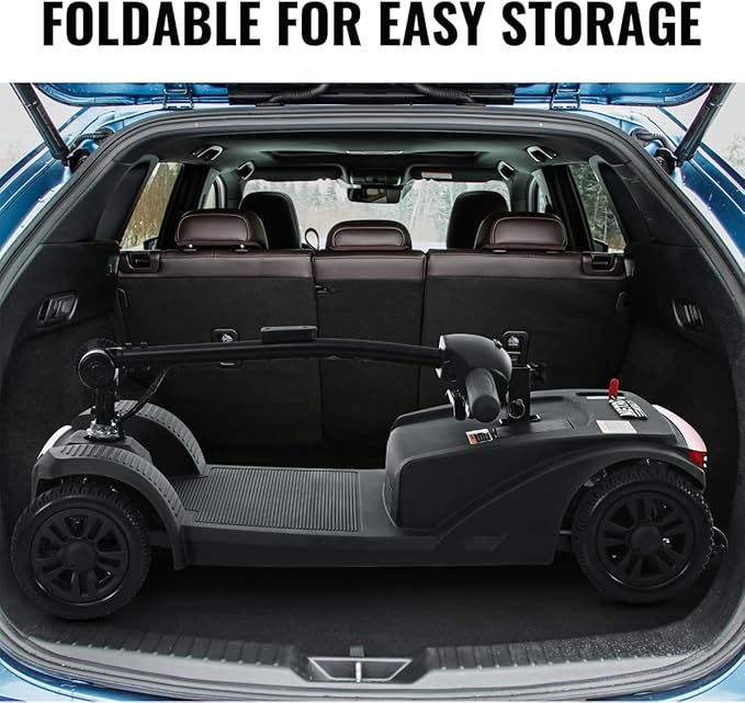 Mobility Scooter for Adults&Seniors - Electric Powered Wheelchair Device - 400 lb Capacity Compact Heavy Duty Mobile for Travel, Adults, Elderly - Long Range Power Extended Battery -Black
