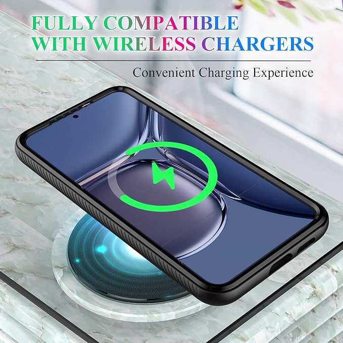 wahhle Compatible with Samsung Galaxy S25 Case, Magnetic Wireless Charging Built in Screen Protector Full Body Shockproof Slim Fit Bumper Protective Phone Cover for S25 -Black/Clear