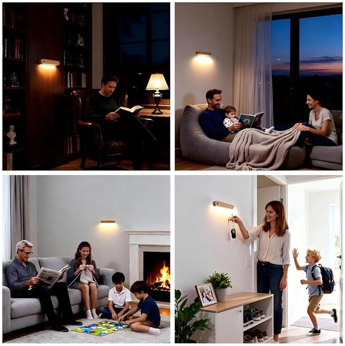 2 Pcs LED Motion Sensor Night Light Battery Operated Wall Light-USB Rechargeable Magnetic Light with Warm White Light for Room Bathroom Cabinet Closet Hallway Comes