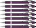 Express Pencils Rainbow Rubberized Soft Touch Ballpoint Pen with Stylus Tips a stylish, premium metal pen, black ink, medium point. Box of 7 (PURPLE)