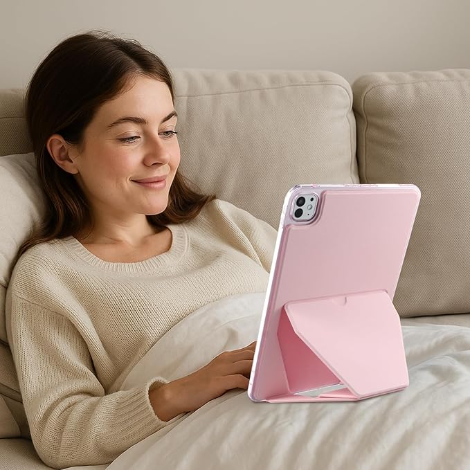 Dteck for Apple iPad Pro 13-inch (M4/M5) 2024/2025 Release Slim PU Leather Case with Stand Function, Easy to Charge Pencil, Lightweight Protective Stylish Cute Thin Tablet Back Cover Shell, Pink