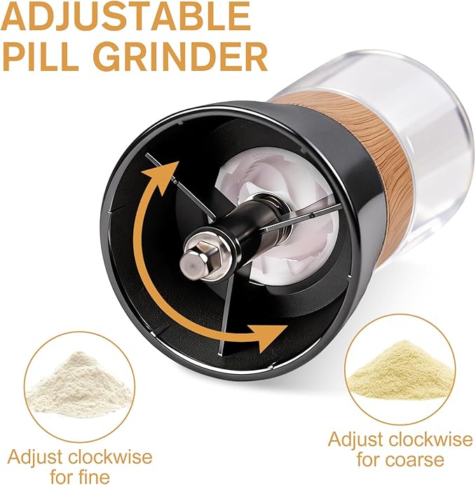 Portable Pill Crusher, Grinder to Fine Powder for Elderly, Crushes Multiple Pills, Small and Large Tablets,Great for Feeding Tube, Pets, with Pill Organizer Dispenser, Ideal for Travel