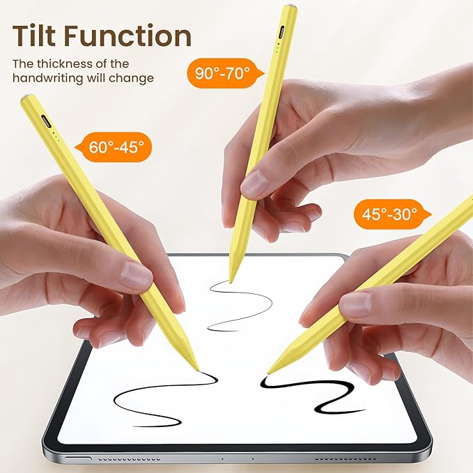 Hastraith Stylus Pen for iPad(2018-2026)-13 Mins Fast Charge with Tilt Sensitivity & Palm Rejection for iPad 11/10/9/8/7/6th Gen, Air 5/4/3/M4/M3/M2, Pro 13"/12.9"/11"/M4, Mini 7/6/5th, Yellow