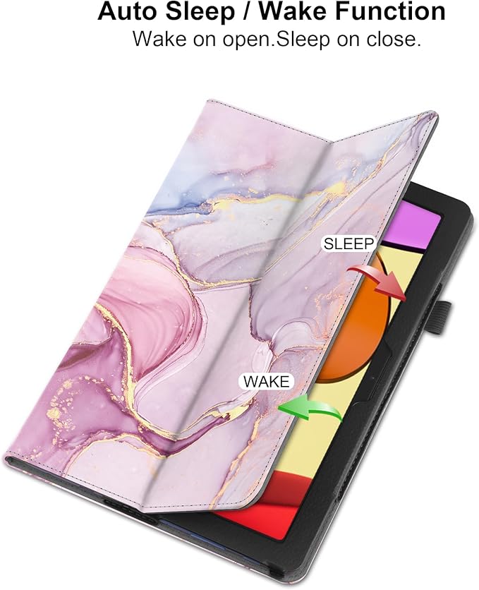 Case for Amazon Fire HD 10 Tablet 10.1" Inch Display (13th Generation, 2023 Released) - Slim Lightweight Folio Stand Cover PU Leather Case + 1 Screen Protector and 1 Stylus (Marble Pink)
