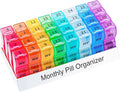 Monthly Pill Organizer AM/PM 31-Day Travel Medicine Case 4-Week Pill Box