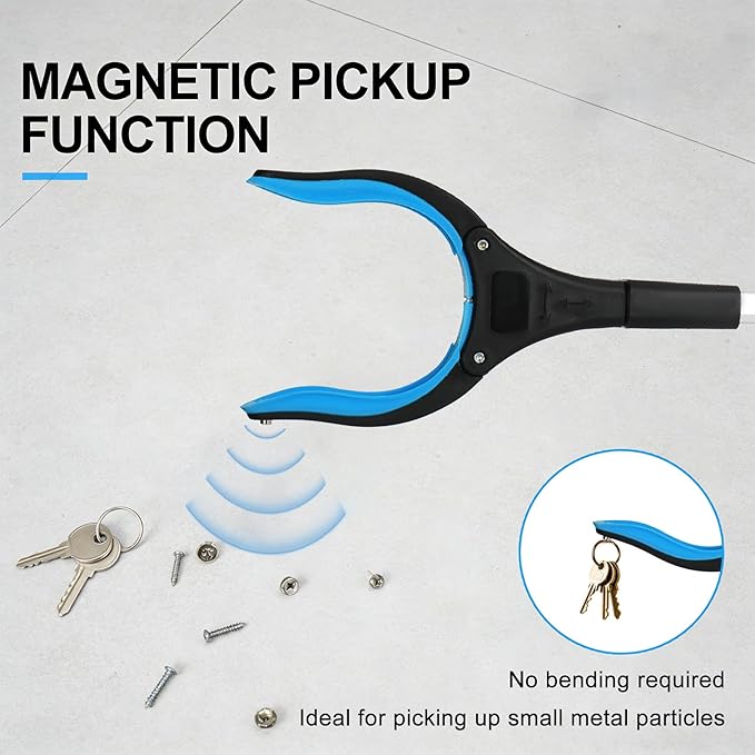 3 Pack Grabber Tool - 32 Inch (2 Pcs) Foldable with Magnet & 16 Inch (1 Pc) Fixed, 360° Rotating Jaw on All, Durable Litter Picker & Reacher for Elderly & All Users