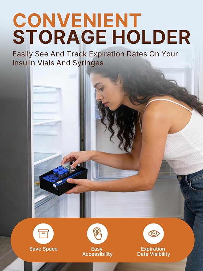 Insulin & Peptide Storage Case, Heavy Duty Peptide Case Suitable for Fridge and Freezer, Vial Holder for Peptides & Diabetic Supplies(Black)