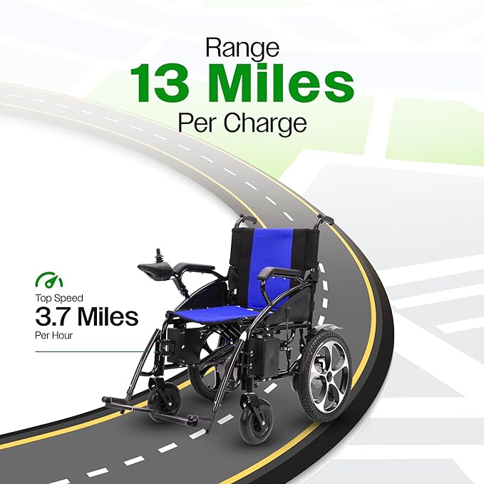 Culver Artemis All Terrain Electric Wheelchair Heavy Duty, Foldable Electric Wheelchairs for Adults, Power Wheelchairs for Seniors, Silla de Ruedas para Adultos Electrica — Blue