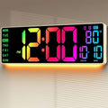 16.5" Large Digital Wall Clock: 11 RGB Color LED Display with Remote Control, Auto DST, Temperature & Date, Big Number Wall Clock for Seniors, Classroom, Office, Gym, Home Decor Khaki
