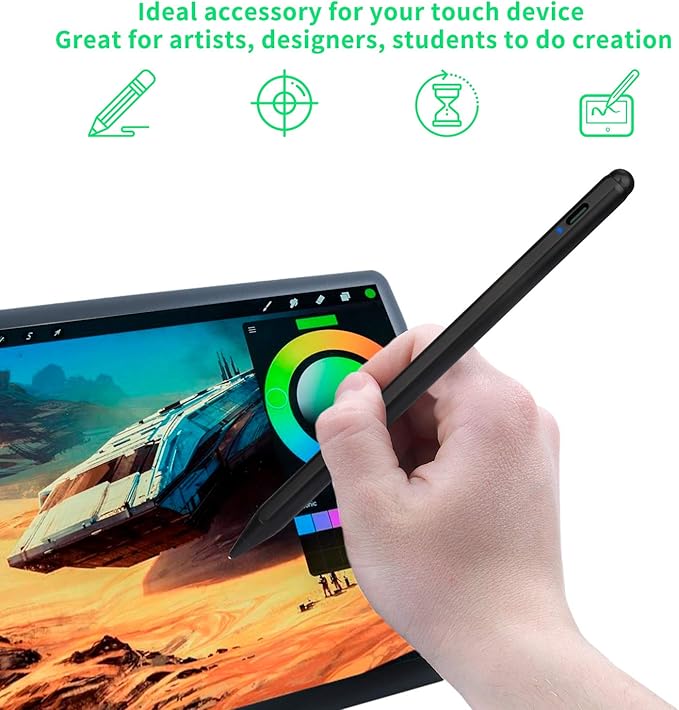 Electronic Stylus for iPad Pro 10.5" Pencil,Active Capacitive Pencil Compatible with Apple iPad Pro 10.5-inch Stylus Pens,Good on Drawing and Writing Type-C Rechargeable Pen, Black