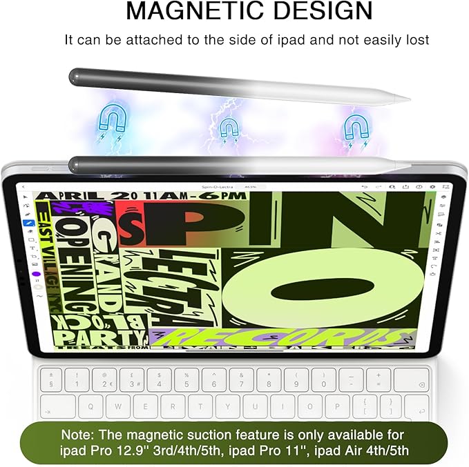 HATOKU Stylus Pen for iPad 2018-2026, 15 Mins Fast Charging Pencil 1st Gen with Tilt & Palm Rejection Digital Pens Stylus for iPad 6-11, Air 3/4/5/M2/M3, Mini 5/6/7, Pro 11"/12.9"/M4 M5 (Black White)