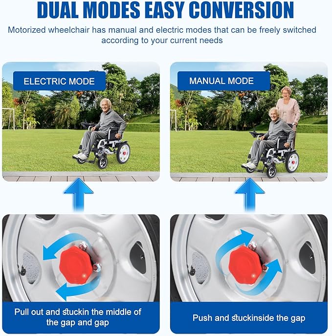 Electric Wheelchairs for Adults Lightweight Foldable Motorized Wheelchair for Seniors Support 330lb,500W Motor All-Terrain Power Wheelchair,Compact Size Travel Wheelchair Airline Approved