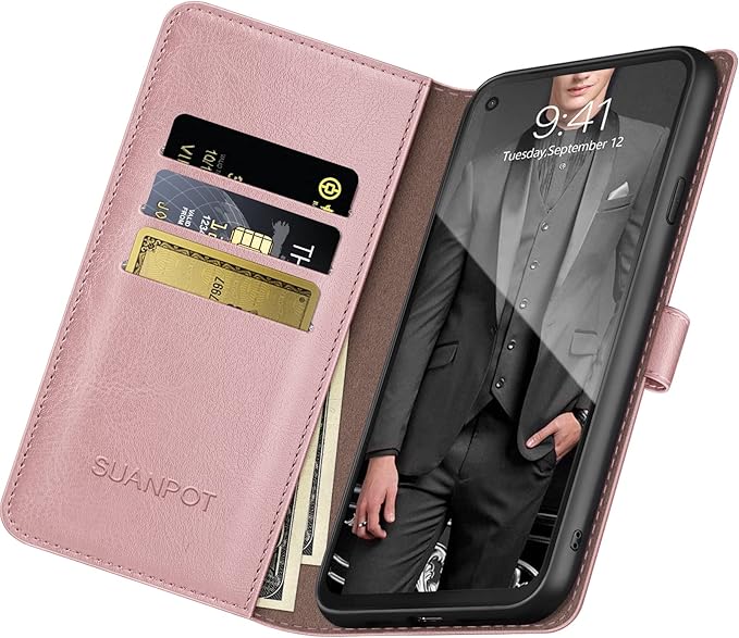 SUANPOT 【RFID Blocking for Motorola Moto G Stylus 5G (Non 2022) with Wallet case Credit Card Holder,PU Leather Flip Folio Book Phone case Cover Women Men for MotoG Stylus 5G case(Rose Gold)