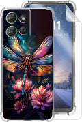 for Moto G Power 5G 2025 Clear Phone Case, Lightweight Transparent TPU, Shockproof Four Corner Anti-Fall Case 6.6" for Moto G Power 5G 2025 with Screen Protector, Colorful Dragonfly