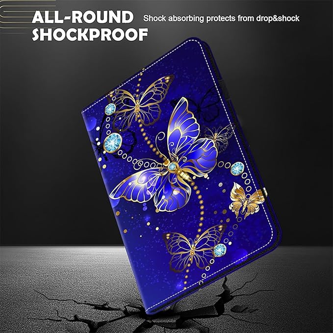 Dteck for Galaxy Tab S6 Lite (10.4") Tablet Case 2024/2022/2020 (SM-P620/P610), PU Leather Slim Folio Case with Adjustable Stand, Lightweight Protective Cute Cover with Stylus Pen Loop (A Butterfly)