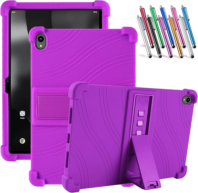 Case for onn. 11" Tablet Pro (2024 Model) - Soft Slim Lightweight Protective Silicone Stand Cover Case + 1 Random Color Stylus (Purple)