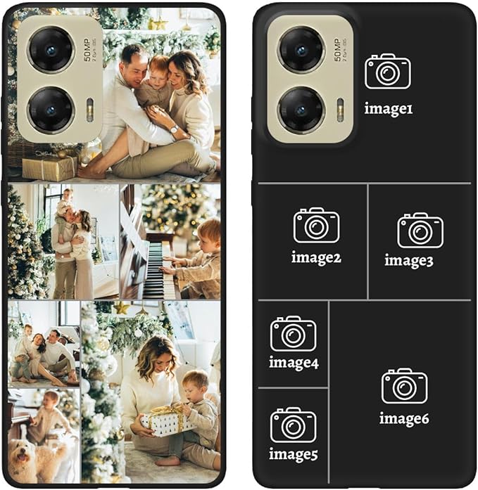 Design Your Own Case for Motorola Moto G Stylus 5G 2024, Custom Personalized Photo Collage Text Cover, Customized Picture Shockproof Protective Soft Slim Silicone Case, Gift for Birthday, Black