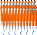 24 Pcs Blue Ink Ballpoint Pen with Stylus Tip 2 in 1 Ballpoint Pen 1.0 mm Blue Ink Metal Stylus Pen for Touch Screens Coworkers, Family, Colleagues, Office (Orange)