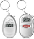 2 Pack Talking Clock for Blind Keychain Alarm - Small Digital Clock with Alarm for Visually Impaired Digital Alarm Clock for Kids, Elderly, Silver