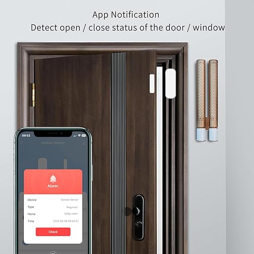 1-Pack Smart Door and Window Sensor, 2.4G WiFi Door Sensor, Tuya/Smart Life Contact Sensors for Home Security & Smart Home Automation, Compatible with Alexa Google Assistant