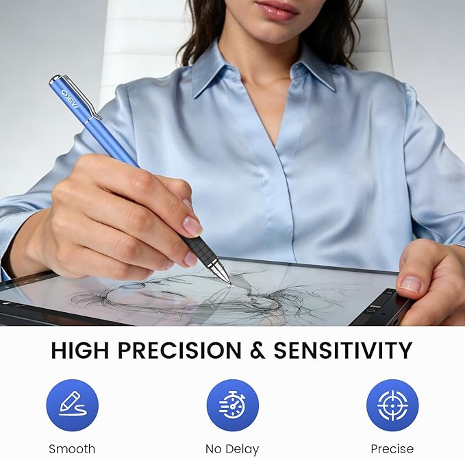 MEKO 6 Pcs Stylus Pen for Touchscreen, 2-in-1 High Sensitivity & Precision for Switch, iPad/iPhone/Samsung/Android Phones & Tablets, Skylight & More, All Touch Screen Devicess (Blue)