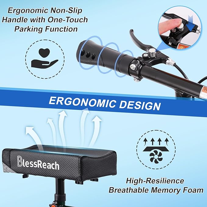 BlessReach Economy Knee Scooter, Steerable Knee Walker, Foldable Knee Scooters for Foot Injuries Adult Best Crutches Alternative，Knee Scooter for Adults.(Blacks)