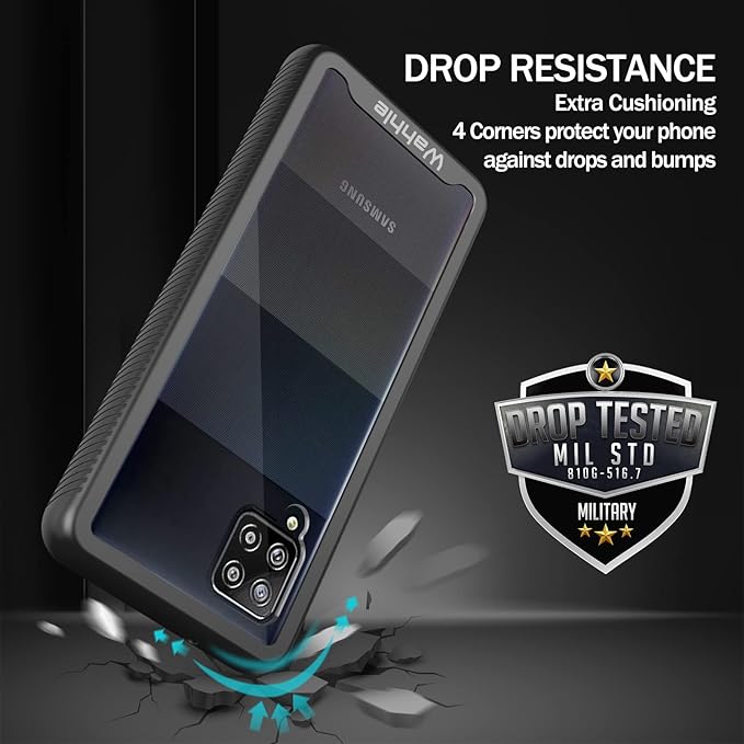 wahhle Compatible with Samsung Galaxy A42 5G Case, Built in Screen Protector Full Body Shockproof Slim Fit Bumper Protective Phone Cover for Samsung A42 5G Men Women-Black/Clear