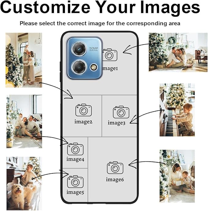 Design Your Own Case for Motorola Moto G Stylus 2023, Custom Personalized Photo Collage Text Cover, Customized Picture Shockproof Protective Soft Slim Silicone Case, Gift for Birthday, Black