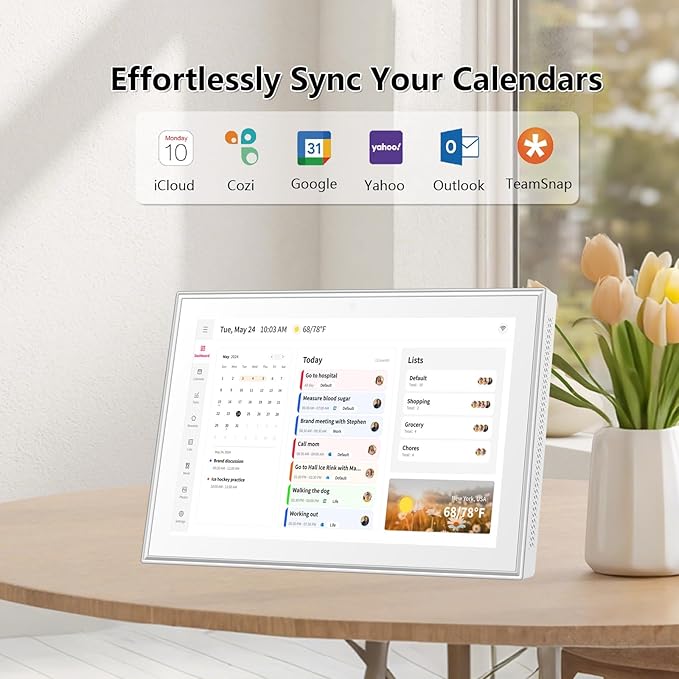 Moonka 10.1" Wall Planner Digital Calendar & Chore Chart, Smart Full HD Touchscreen Interactive Display for Family Schedules, To Do List, Meal Planner, Great for Organizing Your 2026 Calendar