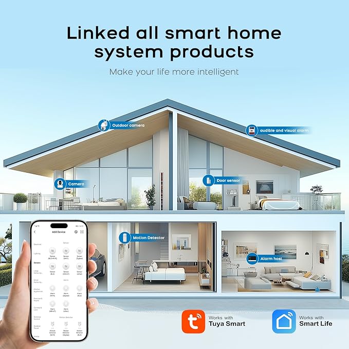 PGST Home Security Systems with LCD Touch Screen,Wireless Burglar Alarm System,Loud Siren,Door and Motion Sensors,4G/Tuya App Remote Control,Compatible with Alexa/Google (10 PCS)