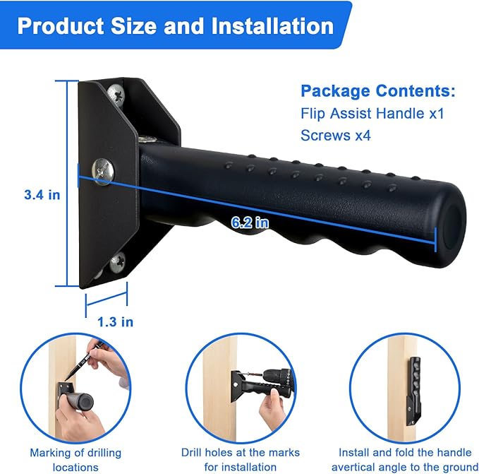 2 Pack Generturbo Folding Grab Bars for Stairs, Doorway Flip Assist Handle for Seniors, Safety Grab Handles for Elderly, Disabled, People with Limited Balance and Mobility