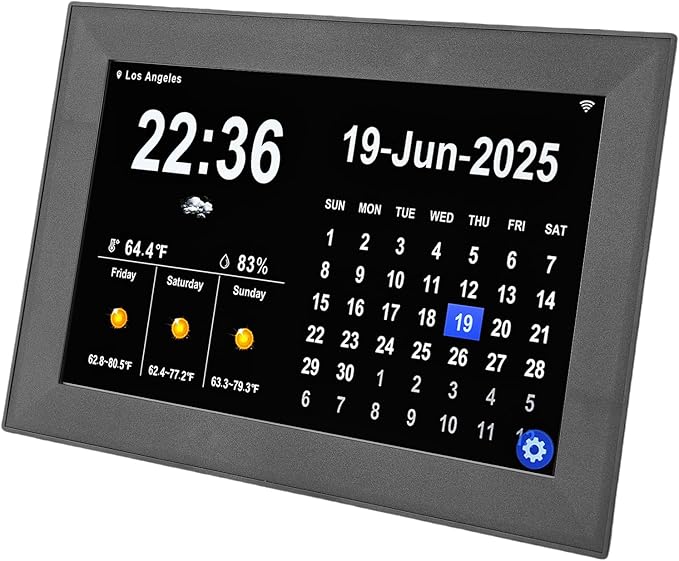 Focket Digital Clock with Date and Day, 10.1 Inch Large Display Touchscreen Calendar Clock 64 Alarms 64 Reminders, Dementia with Temperature Humidity for Elderly Seniors (US Plug)