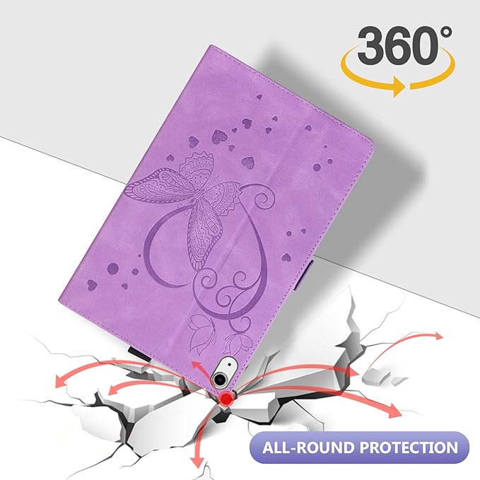 Dteck for iPad mini (A17 Pro/A15) 7/6th Generation Case 2024/2021 Release (8.3"), PU Leather Protective Case with Auto Sleep Wake & Stand Function/Card Slots, Lightweight Cute Case, Butterfly Purple