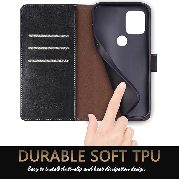 SUANPOT [RFID Blocking for Motorola Moto G Stylus 5G(Non 2022) with Wallet case Credit Card Holder,Flip Book PU Leather Shockproof Cover Cellphone Women Men for Moto G Stylus 5G Phone case(Black)