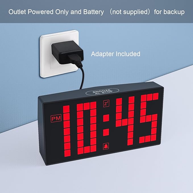 KWANWA Digital Alarm Clock with Auto-Dimmable LED Display, Weekend Alarm Mode, Battery Backup, DST Switch, 12/24H Format – Small Bedroom Clock for Desk, Nightstand, Kids, Seniors