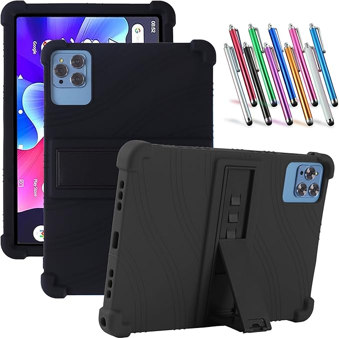 Case for Lenovo Tab M11 11 inch (TB-330FU / TB-331FC) 2024 Released - Lightweight Silicone Stand Cover Case with 1 Random Stylus (Black)