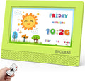 SINOIDEAS 7 Inch Kids Digital Alarm Clock, Children's Sleep Trainer,Eye-Caring Digital Clock for Girls Boys Bedrooms Bedside (Green)