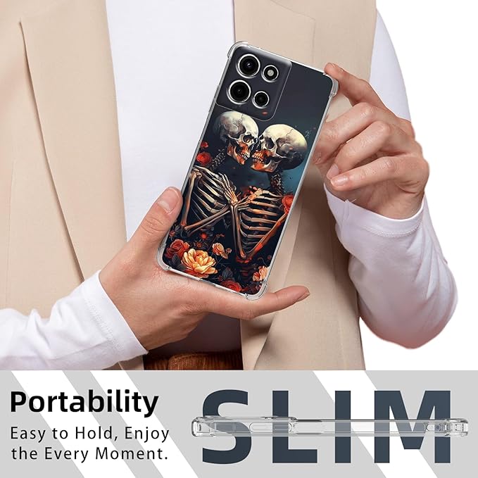 for Moto G Stylus 5G 2025 Clear Phone Case, Lightweight Transparent TPU, Shockproof Four Corner Anti-Fall Case 6.8" for Moto G Stylus 5G 2025 with Screen Protector, Skulls Loves