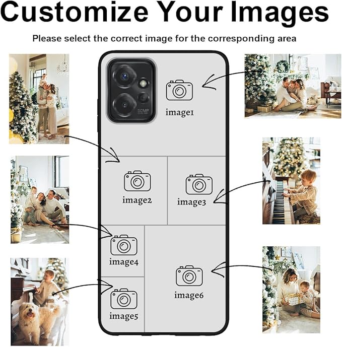 Design Your Own Case for Motorola Moto G Power 5G 2023, Custom Personalized Photo Collage Text Cover, Customized Picture Shockproof Protective Soft Slim Silicone Case, Gift for Birthday, Black