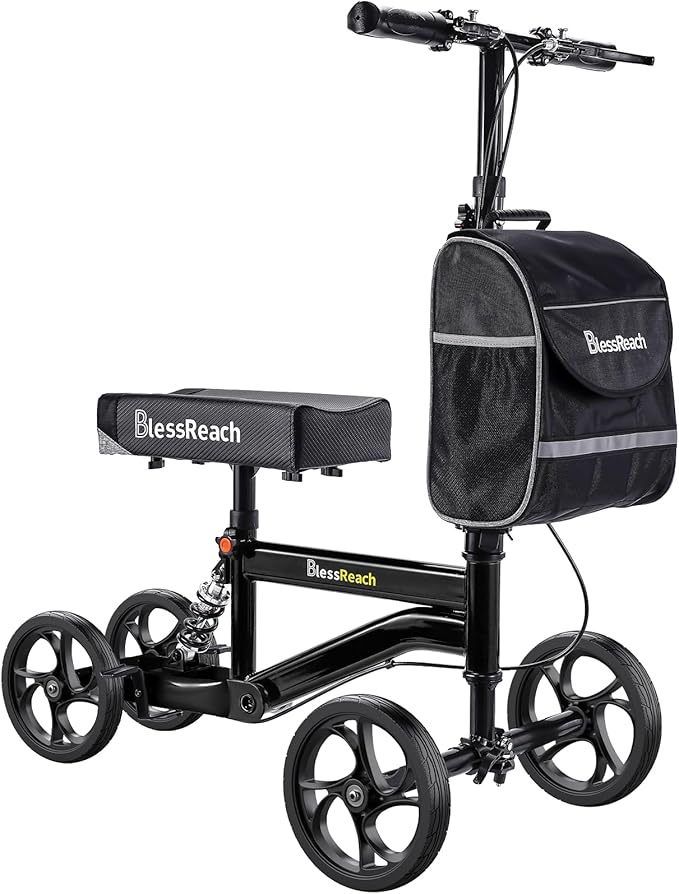 BlessReach Economy Knee Scooter, Steerable Knee Walker, Foldable Knee Scooters for Foot Injuries Adult Best Crutches Alternative，Knee Scooter for Adults.(Blacks)